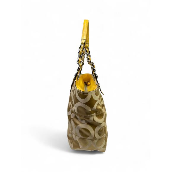 Coach Y2K Madison Tribeca Op Art Gold Sateen & Patent Leather Tote - Picture 7 of 16